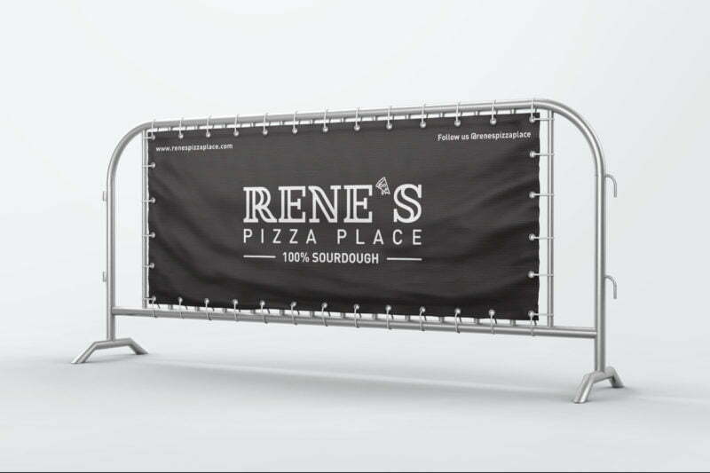 fence banner for rene's pizza place